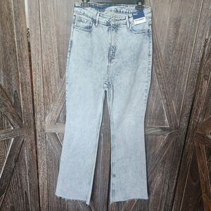 Old Navy Jeans Women's Size 10 Higher High Rise Flare Raw Hem‎ Acid Wash Stretch